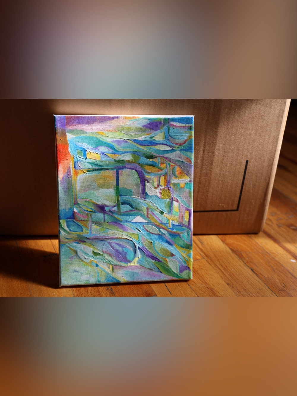 Abstract Coastal Waves Canvas Art - Teal & Purple
